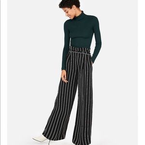 Express High Waisted Stripe Belted Wide Leg Pant